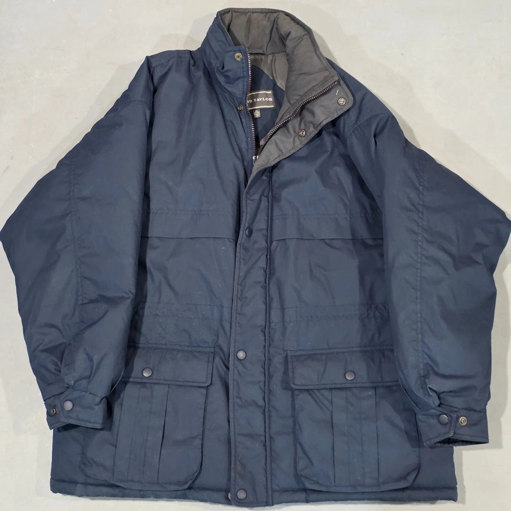 David‎ Taylor Mens XL Insulated Winter Parka Jacket Blue Full Zip Snap Pockets